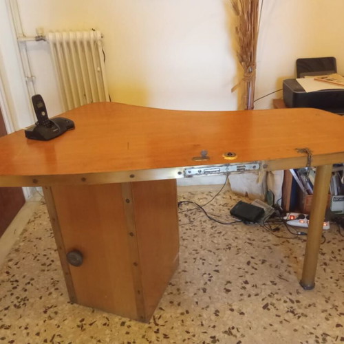 Handmade desk wood with brass like new