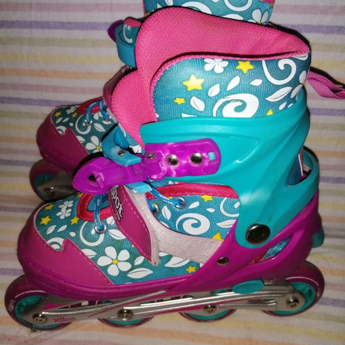 Roller skates children's used, size 34-37, pink and blue
