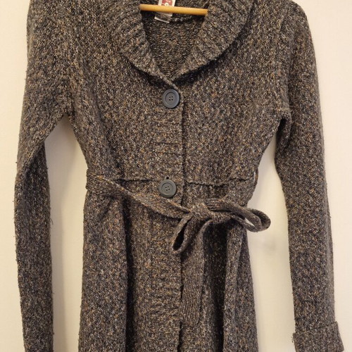 Cardigan with buttons and belt like new, size small, multicolor