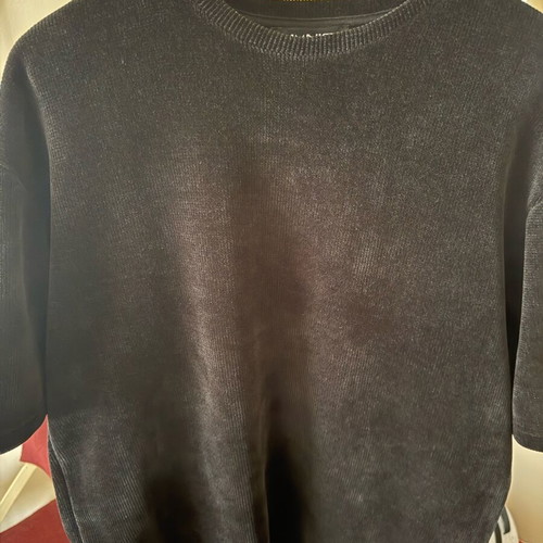Short-sleeve corduroy blouse used, black, size M