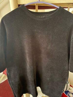 Short-sleeve corduroy blouse used, black, size M