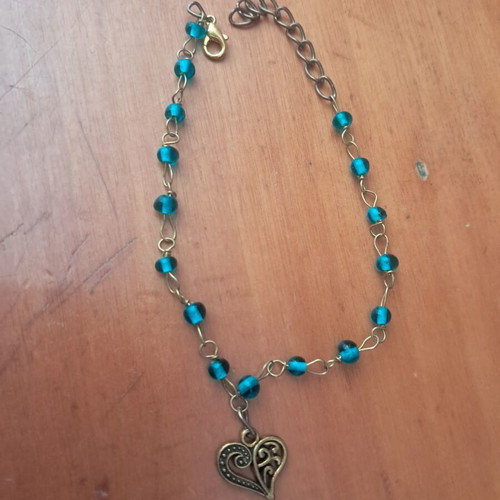 Hand Chain custom order, green and gold