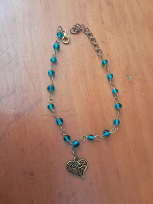 Hand Chain custom order, green and gold