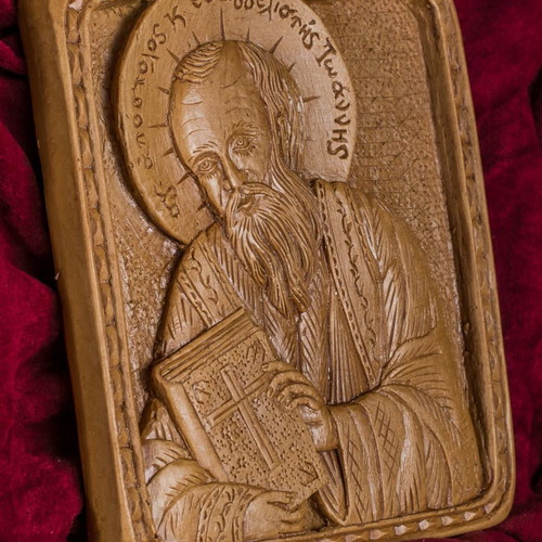 St. John the Theologian image made of wax, mastic and incense