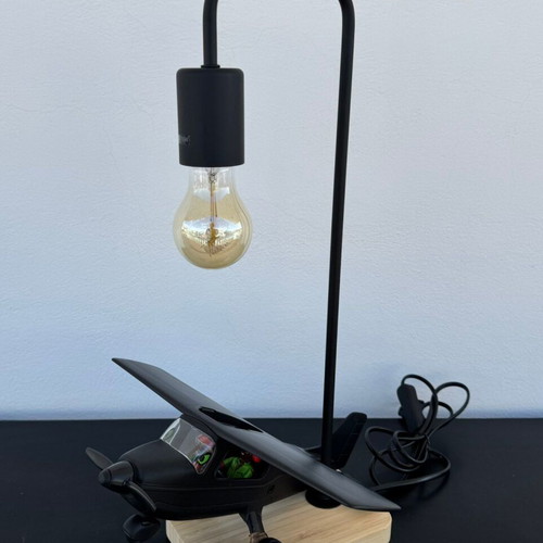 Table lamp with handmade airplane design, new