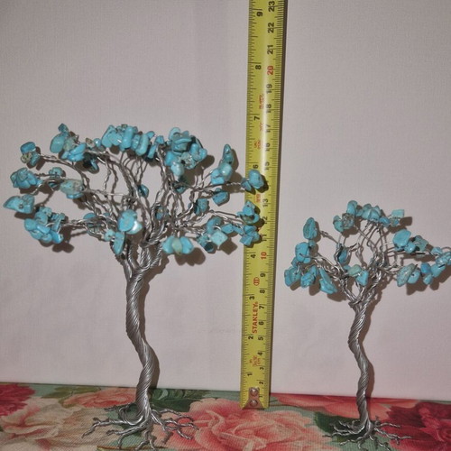Turquoise decorative trees like new with semi-precious stones