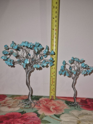 Turquoise decorative trees like new with semi-precious stones