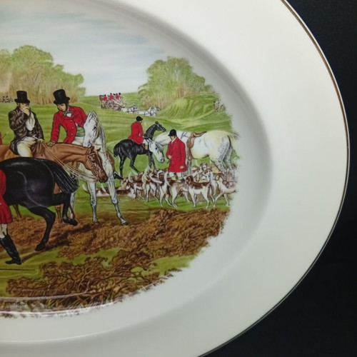 Royal Kent Bone China England oval serving platter with traditional English fox hunt design