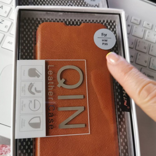 Nillkin Qin Leather Case flip phone cover for Huawei P30, brown