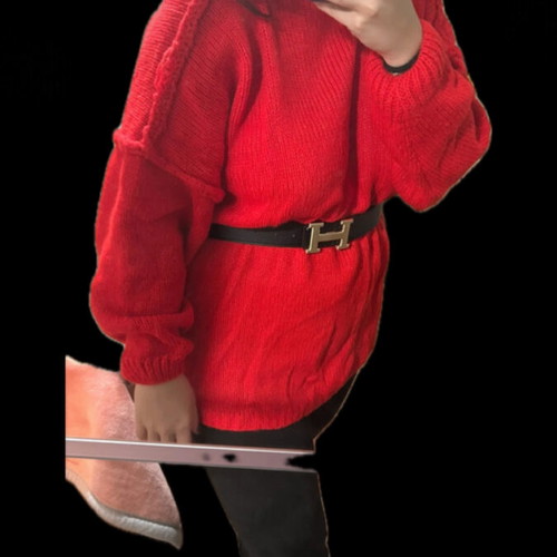 Thick knitted sweater new, red