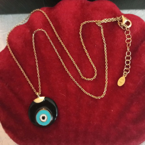 Silver 925 Evil Eye Necklace gold plated with enamel like new