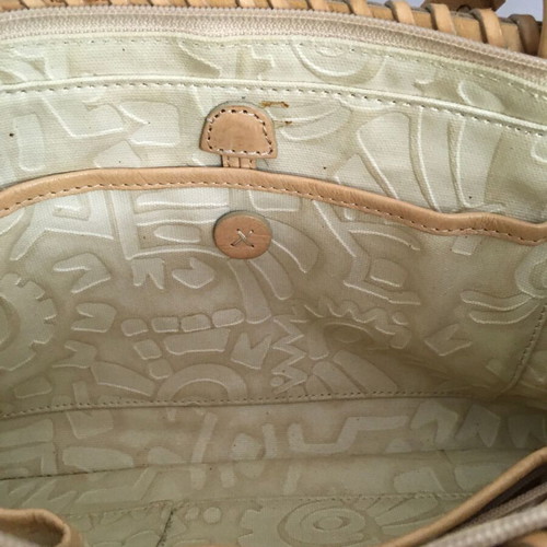 Francesco Biasia tan leather shoulder bag with brass plates
