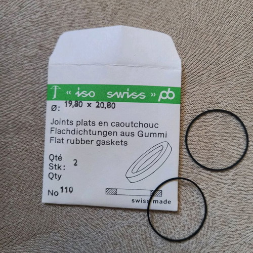 Flat gasket for watch new, set of 2, Iso Swiss