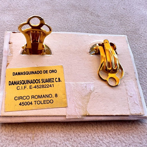Vintage Damasquinados Suarez Earrings from Toledo, New