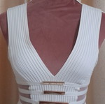 Serendipity white cream bandage dress with fringes, size M