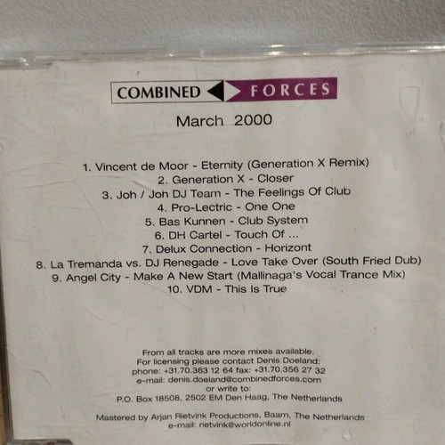 Combined Forces March 2000 CD single like new, electronic trance