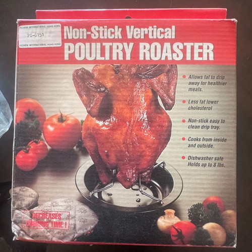Non stick vertical poultry roaster new with box