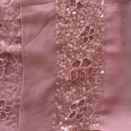 Silk scarf with embroidery, pink