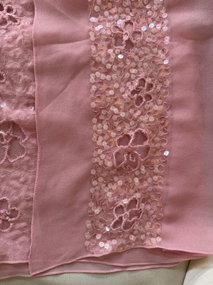 Silk scarf with embroidery, pink