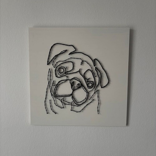 Χειροποίητος πίνακας string art σκύλος σαν καινούργιος, 40×40 cm
