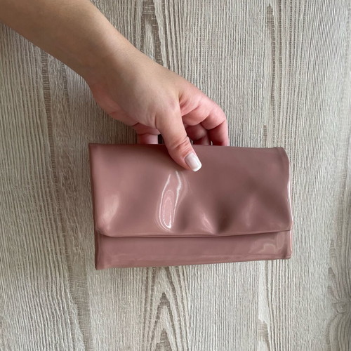 Bershka pink patent leather clutch wallet like new