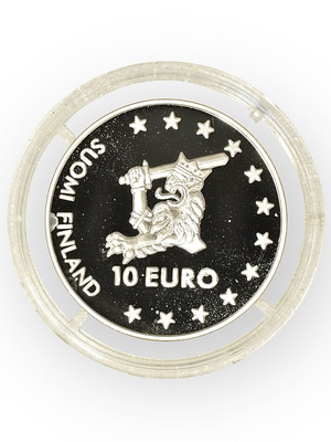 Finland 10 Euro 1996 coin used, silver