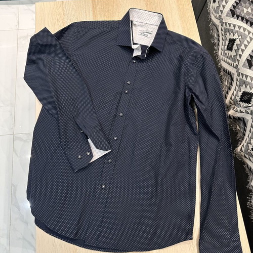 Nicolas Frattel Slim Fit Shirt size L like new, dark blue with white pattern