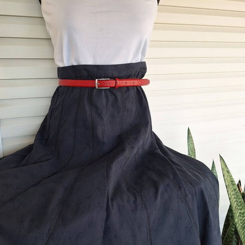 Per Una long black skirt new, size L 40 12, cotton embroidered