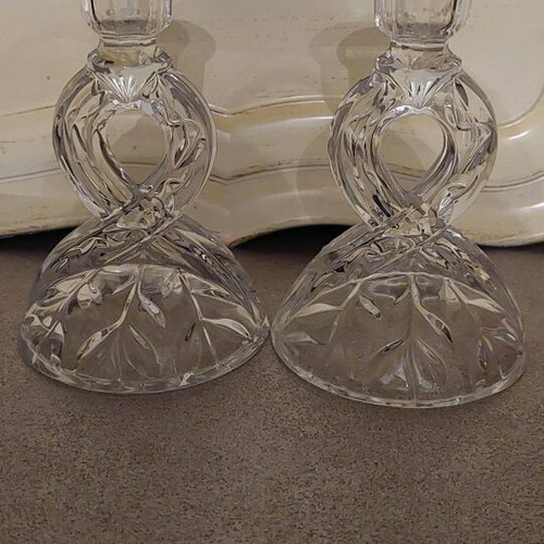 Crystal candlesticks like new, set of 2, 15 cm height