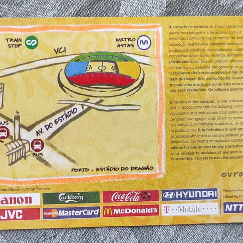 Euro 2004 Football Semi-Final Ticket Greece vs Czech Republic like new