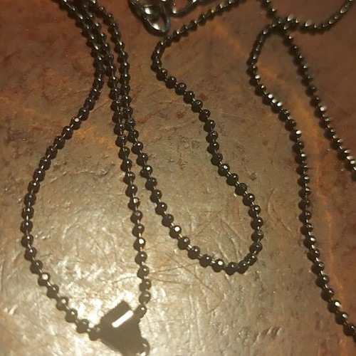 Steel pendant with long chain 60 cm, new, silver-gray
