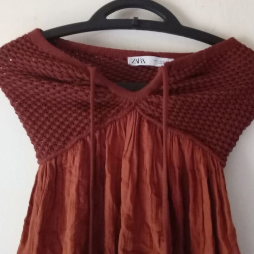Summer strapless dress Zara like new, brown, size S