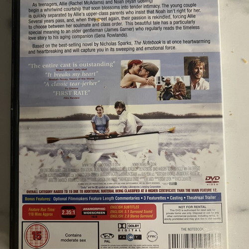 The Notebook DVD with English subtitles