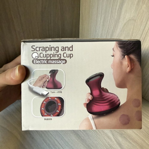 Electric body massage device with cupping and heating