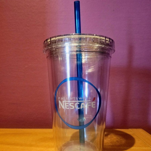 Nescafé collectible cup new for cold coffee with lid and straw