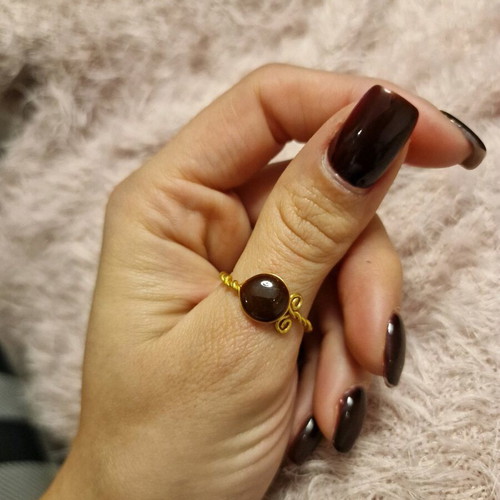 Ring with liquid glass new handmade