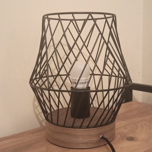INSPIRE Kanel table lamp in black matte and dark wood new