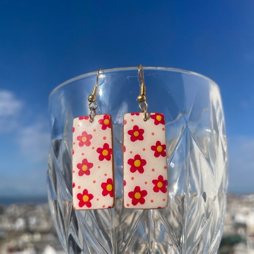Floral pattern handmade earrings like new