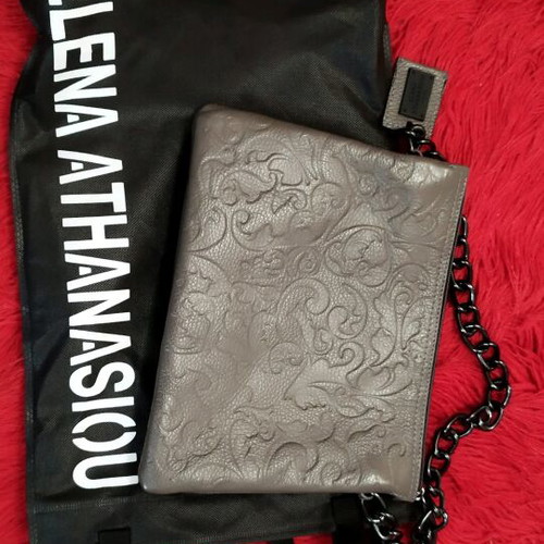 Elena Athanasiou shoulder bag like new, gray embossed design