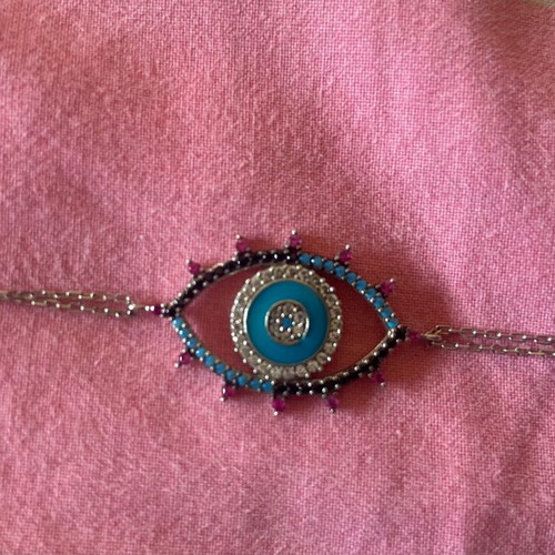 Anna Maria Mazaraki 925 silver bracelet new with colored zircons and blue enamel