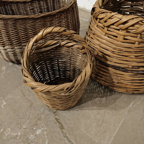 Handmade baskets used, two large and one smaller