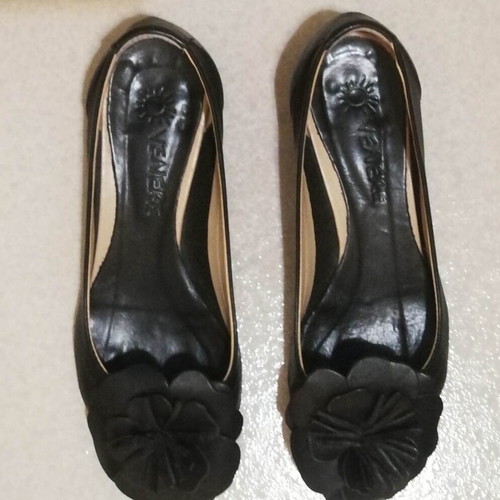 VENERE leather peep-toe ballerinas with embossed flower size 36