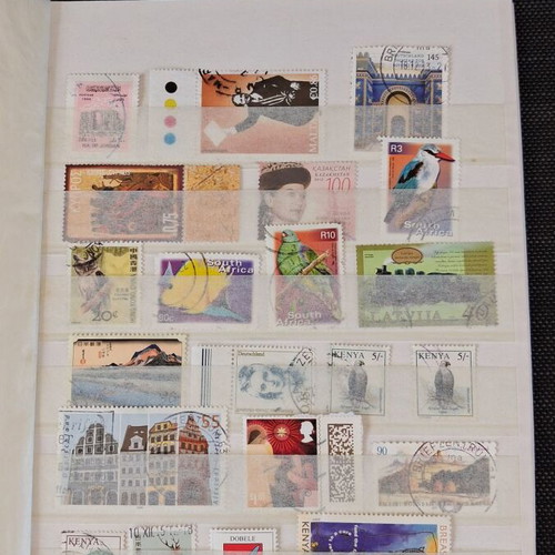 Stamp album with used worldwide collection, ideal for beginners