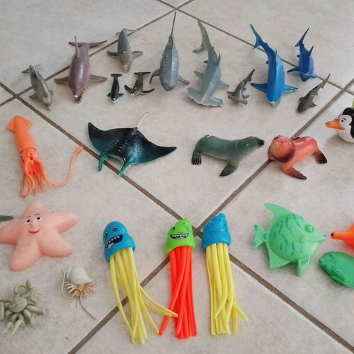 Set of 26 sea animal toy figures