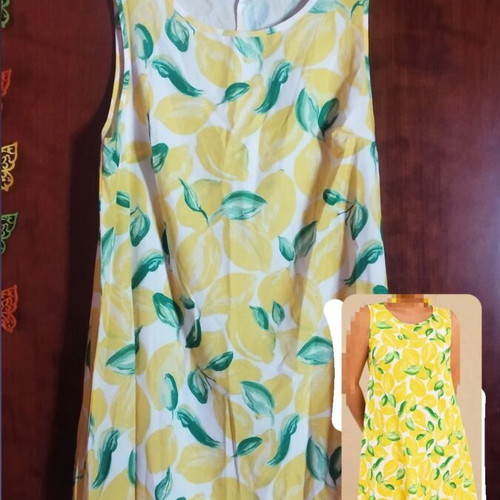 Shein yellow sleeveless dress with lemon print, new, XL