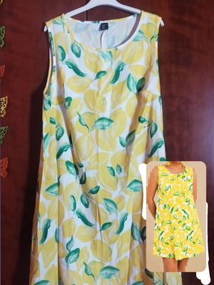 Shein yellow sleeveless dress with lemon print, new, XL