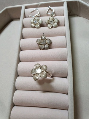 Silver jewelry set new, handmade with earrings, pendant and ring