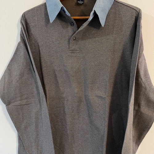 Gant long-sleeve polo shirt like new, size M-L, gray and blue