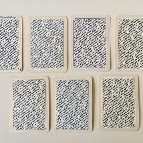Vintage playing cards used, 7 pieces from the 80's by Union S.A.