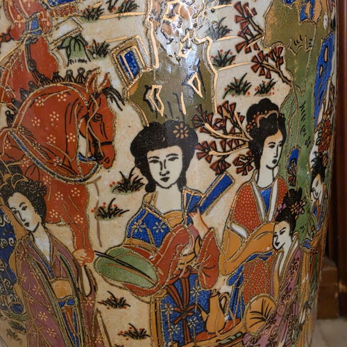 Large vintage floor vase 60cm with gold handles